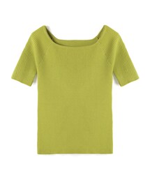 GRL | ボートネックリブ半袖ニットトップス(Tシャツ/カットソー)