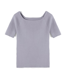 GRL | ボートネックリブ半袖ニットトップス(Tシャツ/カットソー)