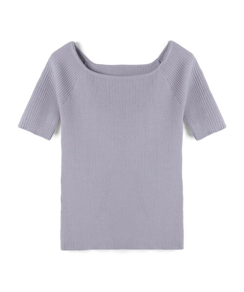 GRL（グレイル）の「ボートネックリブ半袖ニットトップス（Tシャツ/カットソー・レディース・オフホワイト/イエロー/ブルー/ケリーグリーン・M）」の3枚目の写真