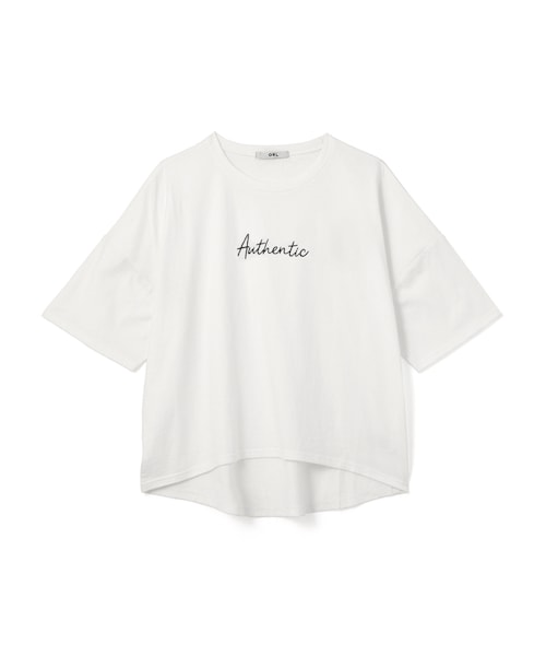 GRL（グレイル）の「ロゴ刺繍入りTシャツ（Tシャツ/カットソー・レディース・ベージュ/オフホワイト・F）」の2枚目の写真