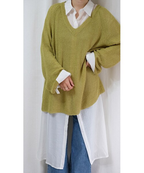 OpenCLOSE（オープンクローズ）の「シアーロングshirt（シャツ/ブラウス・レディース・ブラウン/ホワイト・ONE）」の2枚目の写真