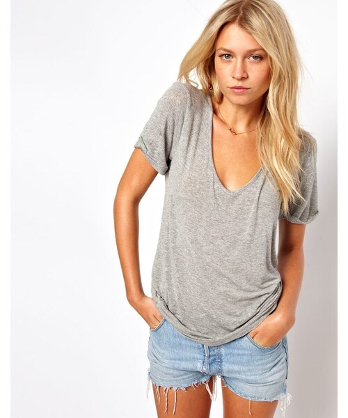 asos(エイソス)の「ASOS Forever T-Shirt(Tシャツ/カットソー・レディース・grey/white・US 1/US 10/US 12/US 14/US 2/US 4/US 6/US 8)」の1枚目の写真