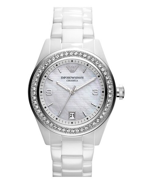 Emporio Armani Medium Round Crystal & Ceramic Watch, 39mm