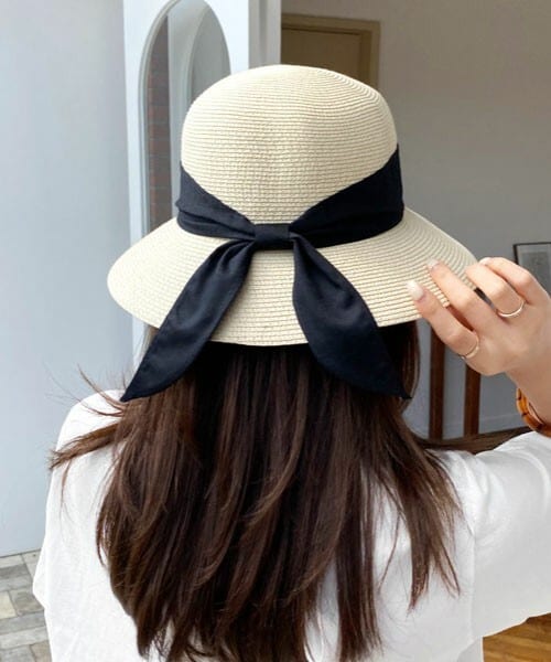 DHOLIC（ディーホリック）の「ワイドリボンハット（ハット・レディース・ベージュ/ホワイト・FREE）」の2枚目の写真