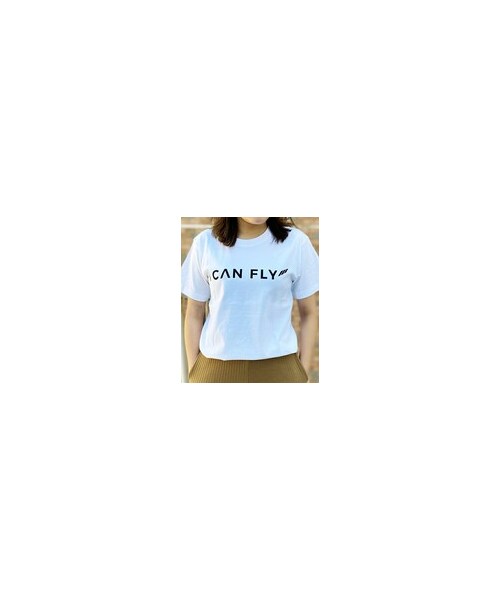 I CAN FLY（アイキャンフライ）の「【ICANFLY】LOGO-T_WHITE（Tシャツ/カットソー・レディース・ホワイト・XS/S/M/L/XL）」の2枚目の写真