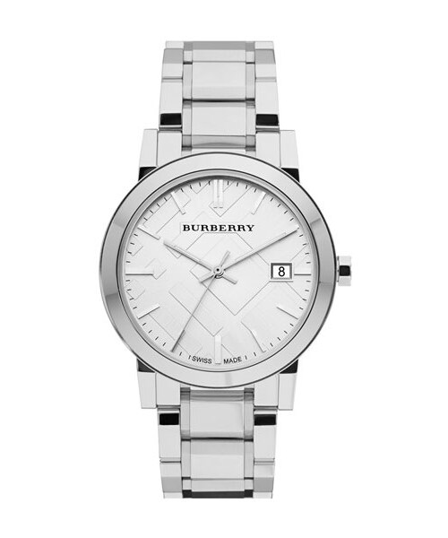 BURBERRY(バーバリー)の「Burberry Large Check Stamped Bracelet Watch, 38mm(アナログ腕時計・レディース・Silver)」の1枚目の写真