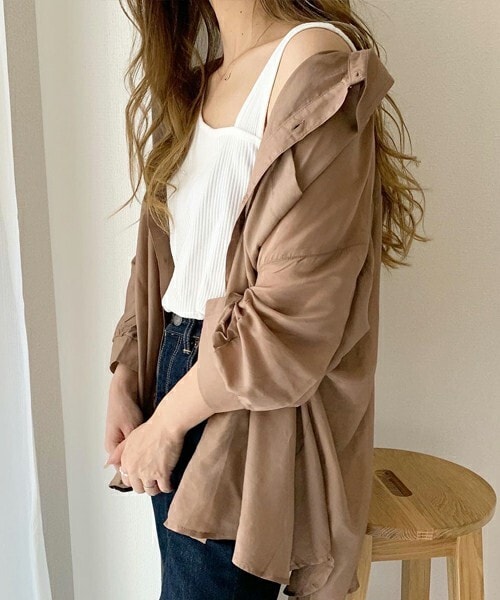 chocomee（チョコミー）の「シアーシャツ（シャツ/ブラウス・レディース・ホワイト/ブラウン・FREE）」の2枚目の写真