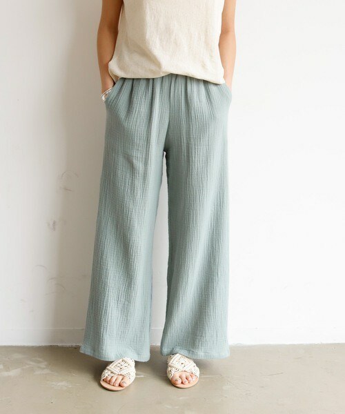 Auntie Rosa Holiday（アンティローザホリデー）の「ガーゼルーズパンツ（その他パンツ・レディース・パープル/ブラック/ホワイト/グリーン・FREE）」の4枚目の写真