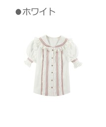Bobon21 | セーラー襟レースフリル半袖ブラウス-全１色-(シャツ/ブラウス)