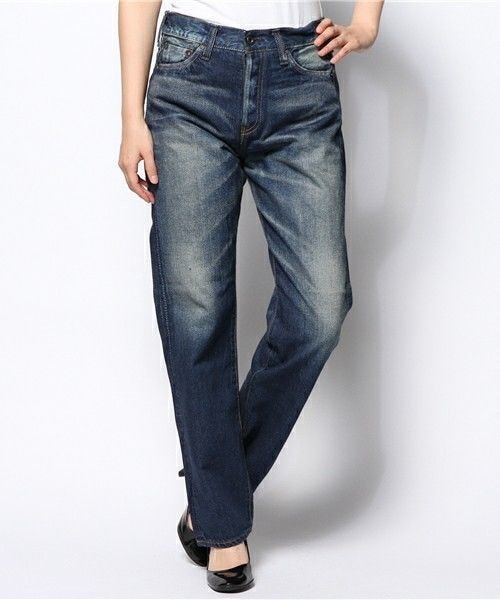 Johnbull Private labo(ジョンブルプライベートラボ)の「ストレートジーンズ(デニムパンツ・レディース・インディゴブルー/ライトブルー・X-SMALL/SMALL/MEDIUM/LARGE)」の2枚目の写真