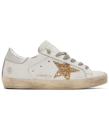 GOLDEN GOOSE | Golden Goose SSENSE Exclusive White Glitter Superstar Sneakers(スニーカー)