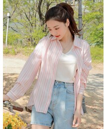 HOTPING | パステル配色ストライプシャツ(シャツ/ブラウス)