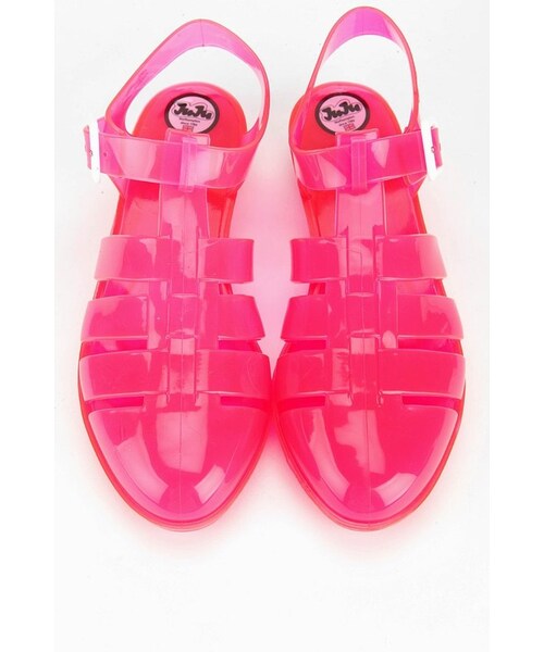 juju(ジュジュ)の「JuJu Footwear Tinkerbelle Mini-Wedge Heeled Jelly Sandal(サンダル・レディース・BLACK/PINK・6/7/8/9/10)」の2枚目の写真