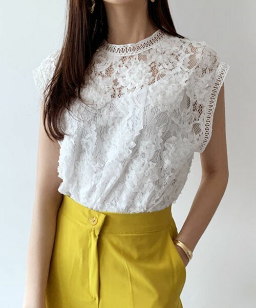 DHOLIC（ディーホリック）の「テクスチャーレースブラウス（シャツ/ブラウス・レディース・ベージュ/ホワイト・FREE）」の2枚目の写真