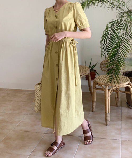 DHOLIC（ディーホリック）の「ボタンリボンワンピース（ワンピース・レディース・パープル/イエロー/ホワイト/ベージュ・FREE）」の4枚目の写真