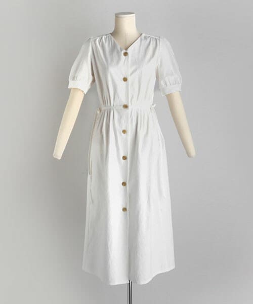 DHOLIC（ディーホリック）の「ボタンリボンワンピース（ワンピース・レディース・パープル/イエロー/ホワイト/ベージュ・FREE）」の2枚目の写真