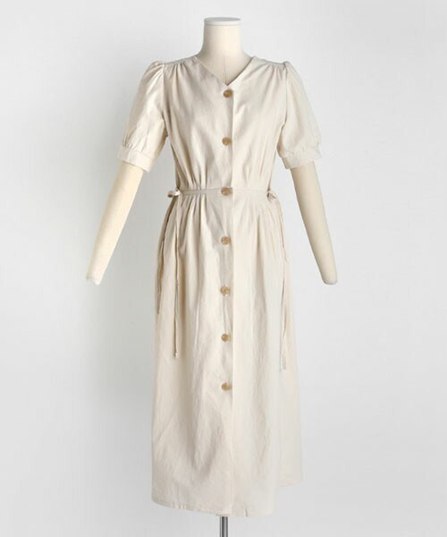 DHOLIC（ディーホリック）の「ボタンリボンワンピース（ワンピース・レディース・パープル/イエロー/ホワイト/ベージュ・FREE）」の3枚目の写真