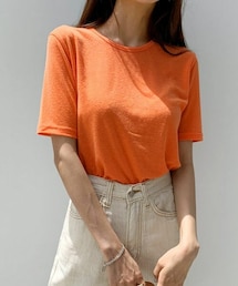 DHOLIC | リネン混ラウンドTシャツ(Tシャツ/カットソー)