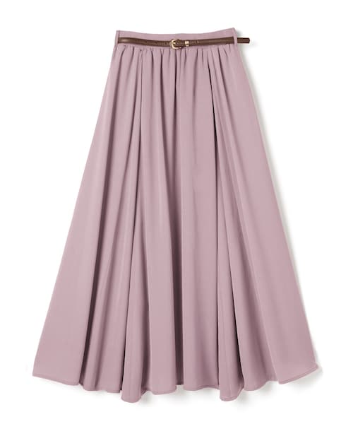 GRL（グレイル）の「ベルト付きウエストギャザーロングスカート（スカート・レディース・オフホワイト/ラベンダー・F）」の2枚目の写真