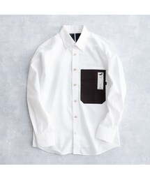 MofM(man of moods) 長袖オックスフォードパラフィン加工キャンバスシャツ(WHITE)