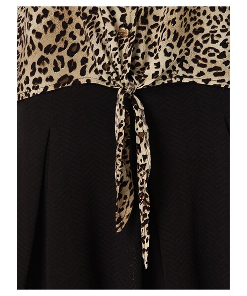 FIG&VIPER（フィグアンドバイパー）の「レパード柄前むすびシャツ（トップス・レディース・ベージュ/グレー・FREE）」の5枚目の写真