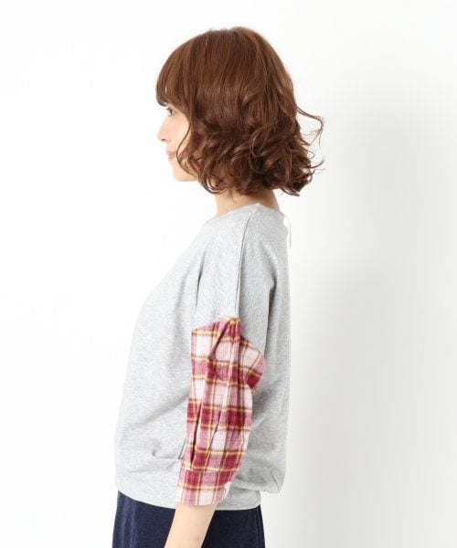 Heather(ヘザー)の「ソデチェックキリカエ7分袖(トップス・レディース・ホワイト/グレー/ネイビー・F)」の4枚目の写真