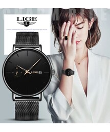 【LIGE】腕時計 レディース 防水 クォーツ 日付表示 ステンレスメッシュベルト 発光 ルミナスハンズ 海外トップブランド エレガント 選べる4色
