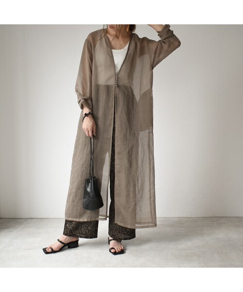Lavish Gate(ラヴィッシュゲート)の「onepiece-04018 日本製 ロング シアー ガウン グレージュ モカベージュ(ワンピース・レディース・その他)」の8枚目の写真