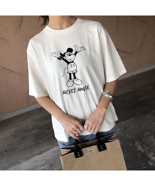 copine(コピン)の「再々入荷!レトロモノクロミッキーTシャツ(2color)【クリックポスト対象商品】(Tシャツ/カットソー・レディース・その他)」の8枚目の写真