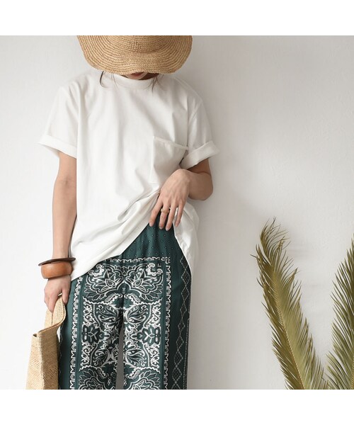 Lavish Gate(ラヴィッシュゲート)の「nh-bottoms-02062 パネルペイズリープリント ルーズパンツ グリーン(その他パンツ・レディース・その他)」の5枚目の写真