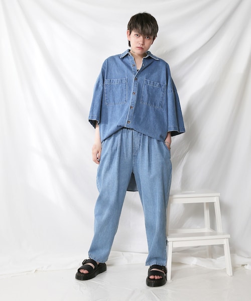 BOYSHE（ボーイシー）の「デニムバギーバンディングパンツ  ブルー（デニムパンツ・レディース・その他）」の3枚目の写真