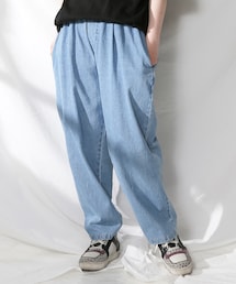 BOYSHE | デニムバギーバンディングパンツ  ブルー(デニムパンツ)
