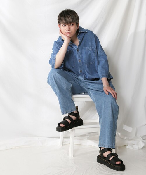 BOYSHE（ボーイシー）の「デニムバギーバンディングパンツ  ブルー（デニムパンツ・レディース・その他）」の4枚目の写真