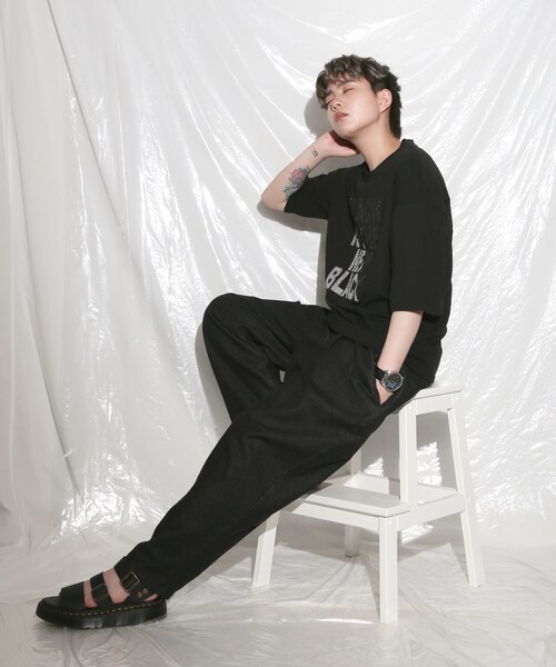 BOYSHE（ボーイシー）の「デニムバギーバンディングパンツ  ブラック（デニムパンツ・レディース・その他）」の6枚目の写真