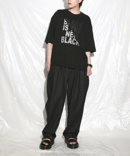 BOYSHE（ボーイシー）の「デニムバギーバンディングパンツ  ブラック（デニムパンツ・レディース・その他）」の5枚目の写真