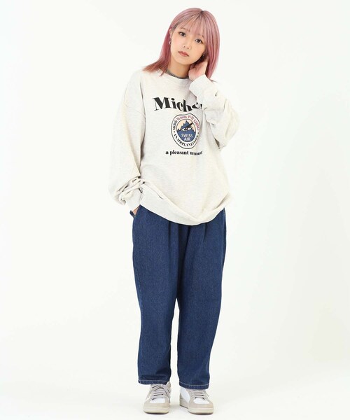 BOYSHE（ボーイシー）の「デニムバギーバンディングパンツ  ダークブルー（デニムパンツ・レディース・その他）」の2枚目の写真