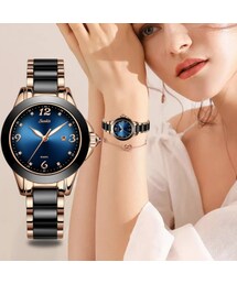 【SUNKTA】 LIGE レディース腕時計 2020 クォーツ 防水 高級 薄い 日付表示 セラミック シンプル ステンレスバンド 海外トップブランド クール 3色から選択可能