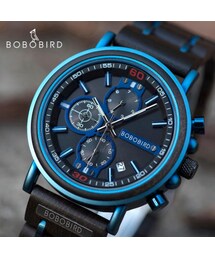 【BOBO BIRD】 クロノグラフ 防水 木製腕時計 メンズ ミリタリー 日付表示 クォーツ 発光 ルミナスハンズ プレゼントにもおすすめ S18-6