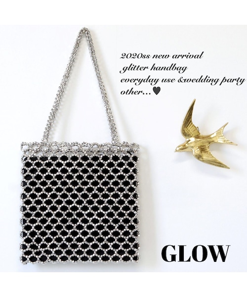 Glow グロウ の キラキラビーズバッグ 巾着袋付き ハンドバッグ Wear