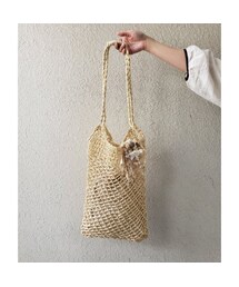 m.soeur | 【Lilaf限定*】ラフィア素材の編み上げショルダーバッグ＊  Beige(ショルダーバッグ)