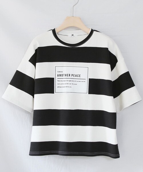 BOYSHE（ボーイシー）の「PEACE ビッグボーダー ショート丈Tシャツ【2 color】（Tシャツ/カットソー・レディース・その他）」の11枚目の写真