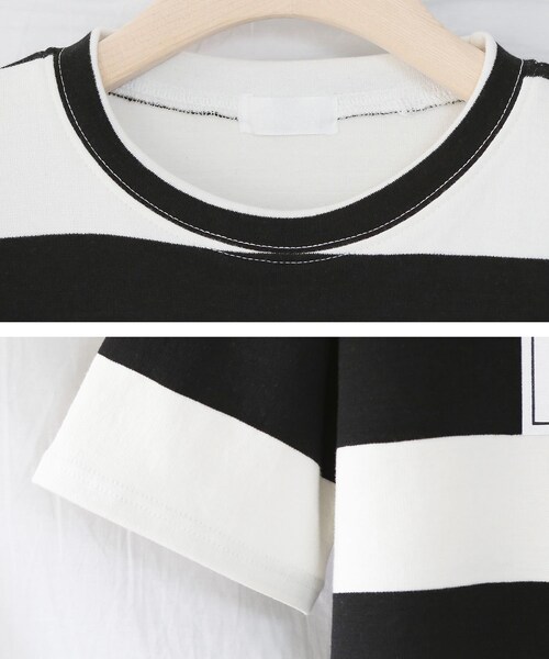 BOYSHE（ボーイシー）の「PEACE ビッグボーダー ショート丈Tシャツ【2 color】（Tシャツ/カットソー・レディース・その他）」の13枚目の写真