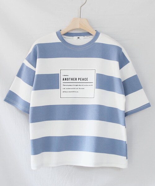 BOYSHE（ボーイシー）の「PEACE ビッグボーダー ショート丈Tシャツ【2 color】（Tシャツ/カットソー・レディース・その他）」の12枚目の写真