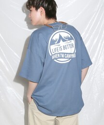 BOYSHE | キャンピングプリント ビックシルエット半袖Tシャツ　スカイブルー(Tシャツ/カットソー)
