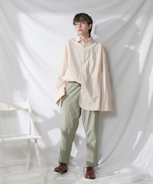 BOYSHE（ボーイシー）の「クララ コットンxストレッチ フリンジパンツ（ウォッシング加工）カーキ（その他パンツ・レディース・その他）」の2枚目の写真