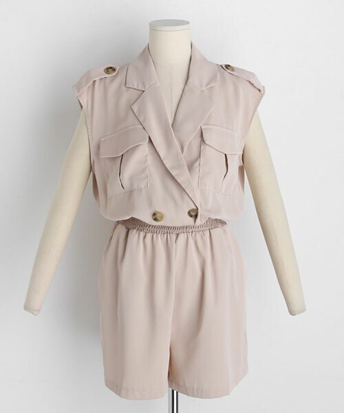 DHOLIC（ディーホリック）の「スリーブレスショートオールインワン（つなぎ/オールインワン・レディース・グリーン/ブラック/ベージュ・FREE）」の3枚目の写真