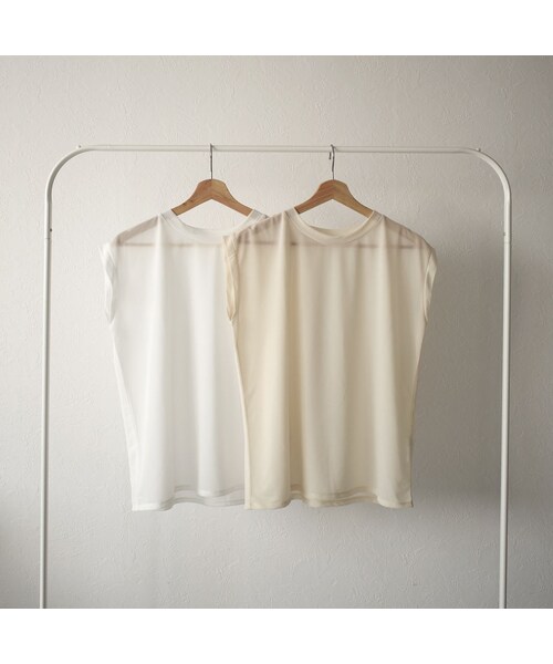 Lavish Gate(ラヴィッシュゲート)の「nh-tops-04037 日本製 シアープルオーバー ホワイト ベージュ(Tシャツ/カットソー・レディース・その他)」の7枚目の写真