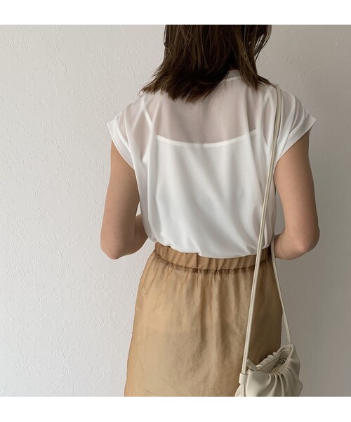 Lavish Gate(ラヴィッシュゲート)の「nh-tops-04037 日本製 シアープルオーバー ホワイト ベージュ(Tシャツ/カットソー・レディース・その他)」の5枚目の写真