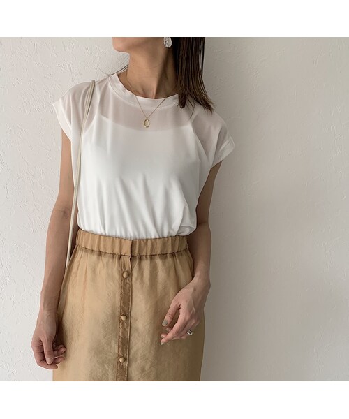 Lavish Gate(ラヴィッシュゲート)の「nh-tops-04037 日本製 シアープルオーバー ホワイト ベージュ(Tシャツ/カットソー・レディース・その他)」の4枚目の写真