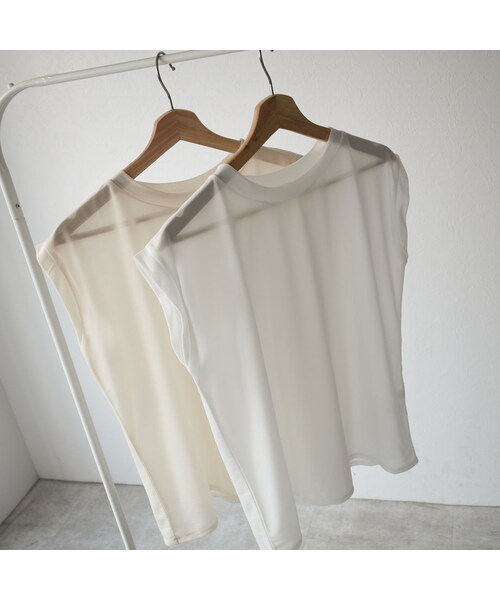 Lavish Gate(ラヴィッシュゲート)の「nh-tops-04037 日本製 シアープルオーバー ホワイト ベージュ(Tシャツ/カットソー・レディース・その他)」の11枚目の写真